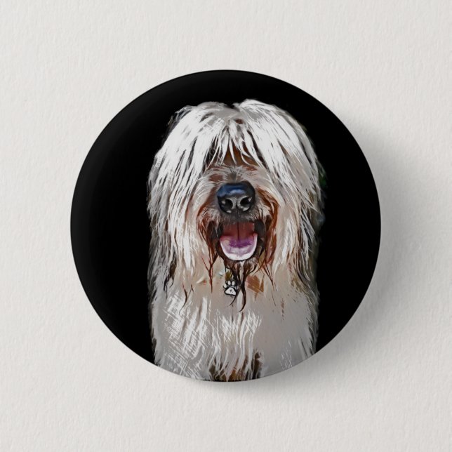Smiling Fawn Briard 6 Cm Round Badge (Front)