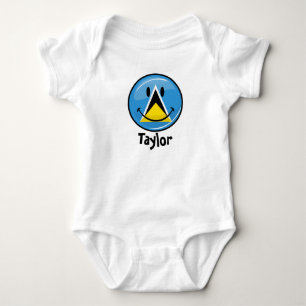 Smiling Flag of Saint Lucia Baby Bodysuit
