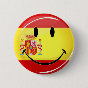 Smiling Flag of Spain 6 Cm Round Badge