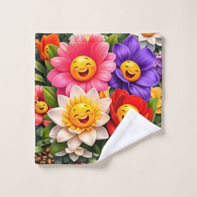 smiling floral garden washcloth description add a  bath towel set (Wash Cloth)