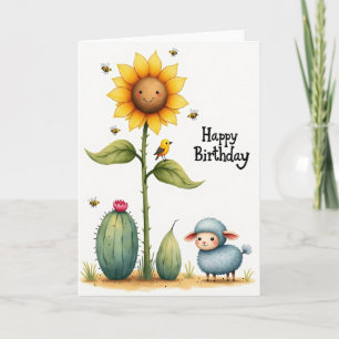 Smiling Flower Birthday Card