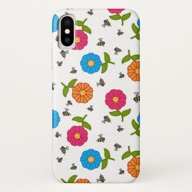 Smiling Flowers and Bees Case-Mate iPhone Case (Back)