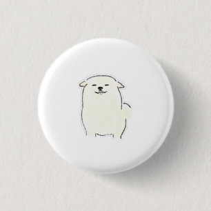 Smiling Fluffy White Dog Pencil 3 Cm Round Badge
