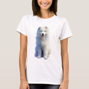 Smiling Fluffy White Samoyed Portrait Women T-Shirt