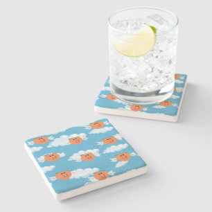 Smiling Fruit Funny Peach Food Humour Emojis Joke Stone Coaster