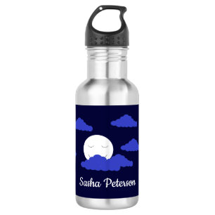 Smiling Full Moon with Clouds: 532 Ml Water Bottle