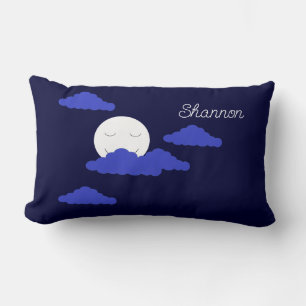 Smiling Full Moon with Clouds:  Lumbar Cushion