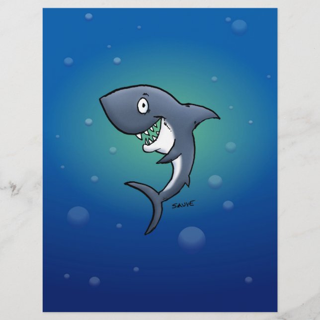 Smiling Funny Shark on Blue Background (Front)