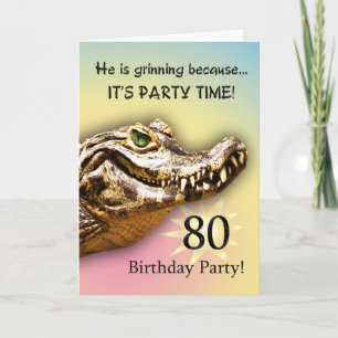 Smiling gator party invitation