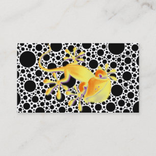 Smiling Gecko on black dots + your text Business Card