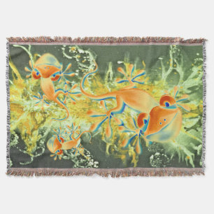 Smiling Gecko + your background colour Throw Blanket