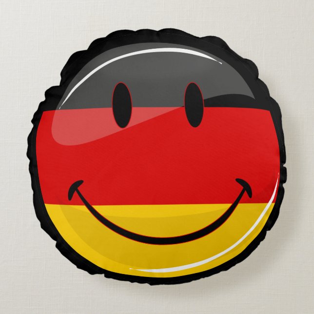 Smiling German Flag Round Cushion (Front)