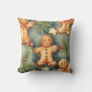 Smiling ginger breadman Christmas Pattern  Cushion