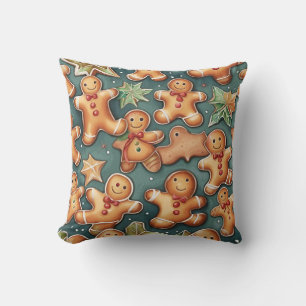 Smiling ginger breadman Christmas Pattern  Cushion