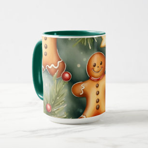 Smiling ginger breadman Christmas Pattern Mug