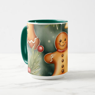 Smiling ginger breadman Christmas Pattern  Mug