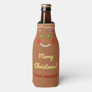 Smiling Gingerbread Cookie Bottle Cooler