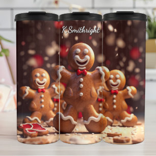 Smiling Gingerbread Man Thermal Tumbler