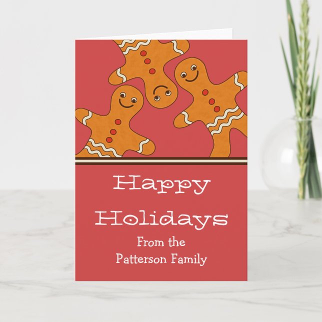 Smiling Gingerbread Men Christmas Card (Front)