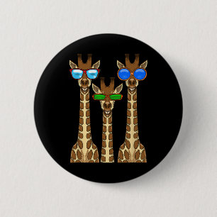 Smiling Giraffes Wearing Sungles Funny Animal Self 6 Cm Round Badge