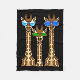 Smiling Giraffes Wearing Sungles Funny Animal Self Fleece Blanket