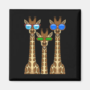 Smiling Giraffes Wearing Sungles Funny Animal Self Magnet