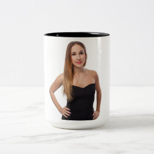 Smiling Girl in Black Dress Coffee Mug
