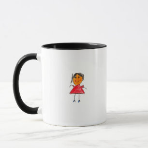 Smiling Girl in Red Crayon Dress Mug