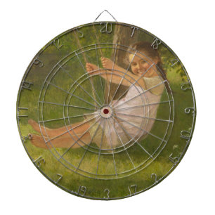Smiling Girl on a Swing (Vintage Childhood) Dartboard