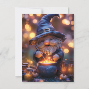 Smiling Gnome Stirring Magic Pot Postcard