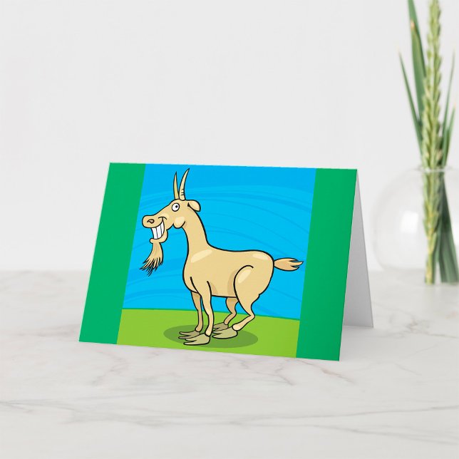 Smiling Goat Cartoon Farm Animal Card (Creator Uploaded)