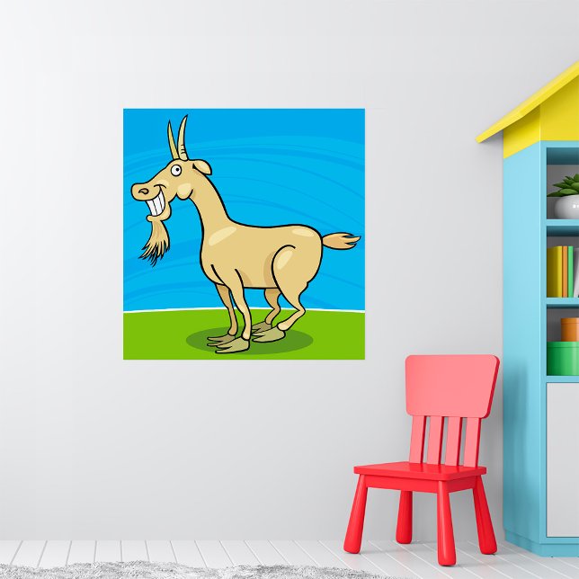 Smiling Goat Cartoon Farm Animal Poster (Creator Uploaded)
