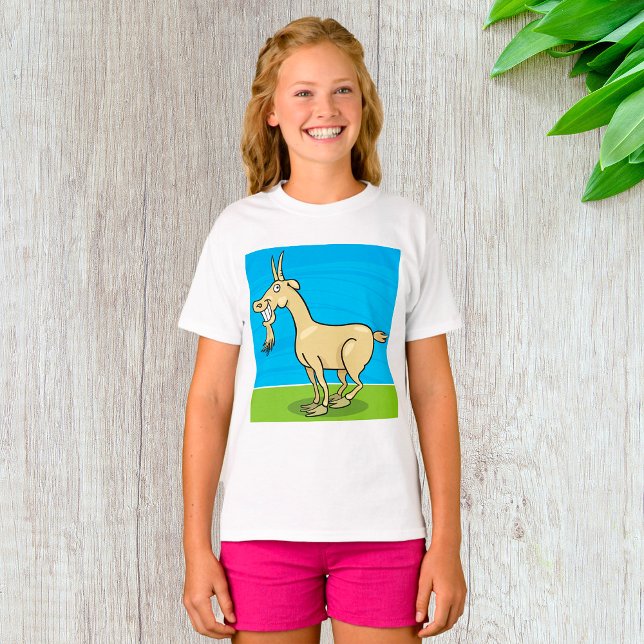 Smiling Goat Cartoon Farm Animal T-Shirt (Creator Uploaded)