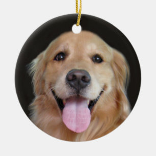 Smiling Golden Retriever Christmas Ceramic Tree Decoration