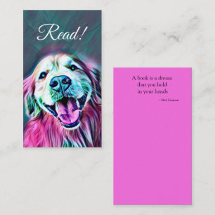 Smiling Golden Retriever in Neon Colours Bookmark Business Card