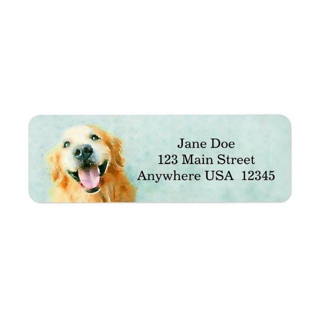 Smiling Golden Retriever in Watercolor (Front)