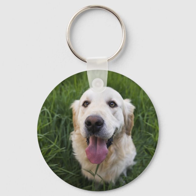 Smiling Golden Retriever  Key Ring (Front)