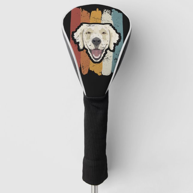 Smiling Golden Retriever Retro Golf Head Cover (Front)