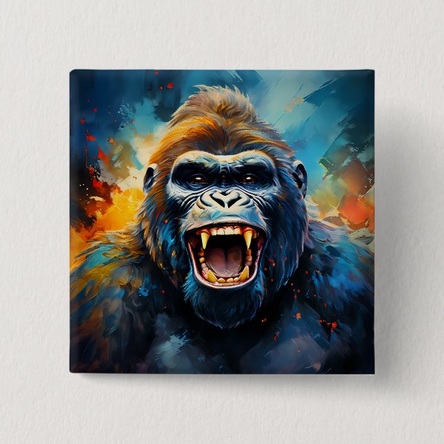 Smiling Gorilla  15 Cm Square Badge (Front)