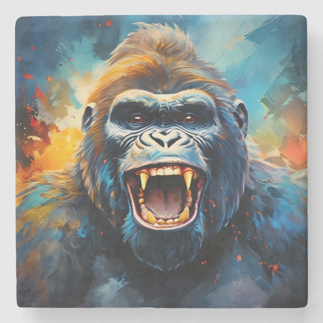 Smiling Gorilla  Stone Coaster (Front)