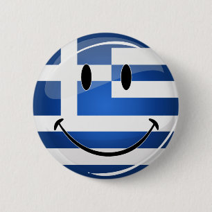 Smiling Greek Flag 6 Cm Round Badge