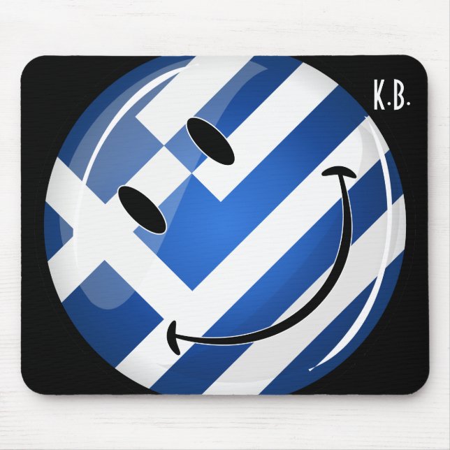 Smiling Greek Flag Mouse Mat (Front)