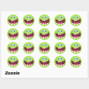 Smiling Green Character Classic Round Sticker