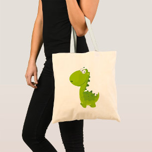 Smiling Green Dino Tote Bag