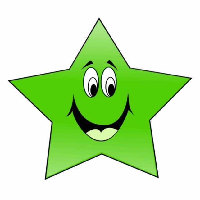 Smiling Green Star Standing Photo Sculpture (Front)