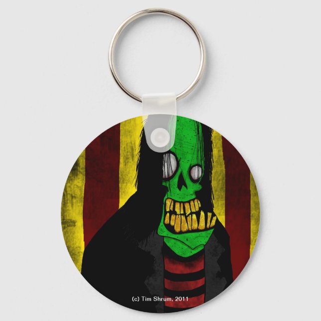 Smiling Green Zombie Keychain (Front)