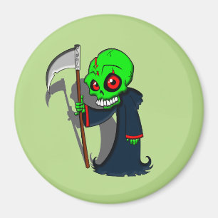 Smiling Grim Reaper Illustration Creepy Cool Magnet