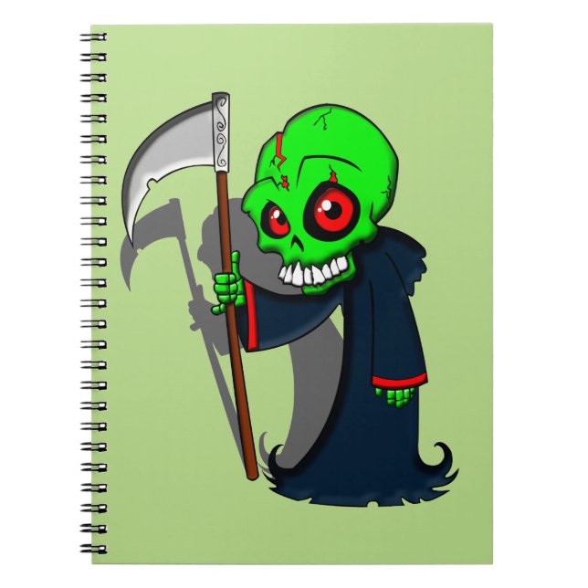 Smiling Grim Reaper Illustration Creepy Cool Notebook (Front)