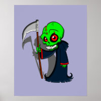 Smiling Grim Reaper Illustration Creepy Cool