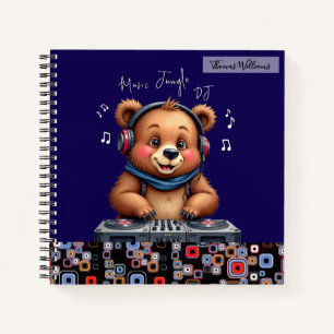 Smiling Grizzly Bear DJ, Happy Music Jungle Notebook